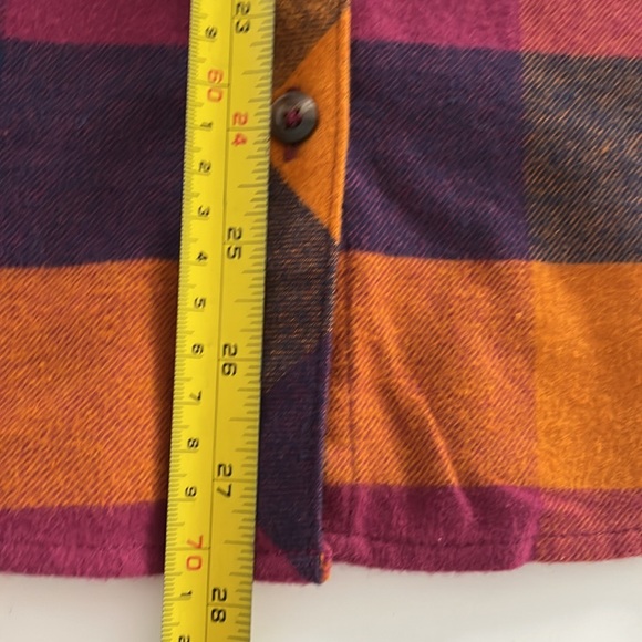 S Plaid button down long sleeve women’s top 100% cotton purple/pink/orange/navy - Picture 10 of 10